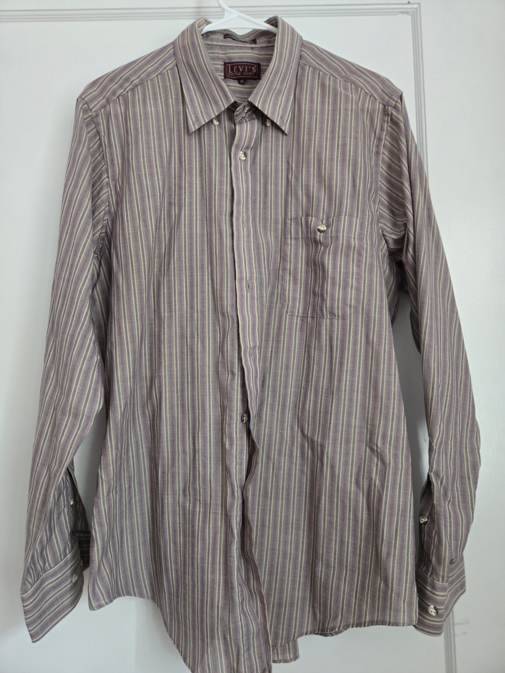 Levi's Men's Long Sleeve Striped Dress Shirt Faded Vintage Design